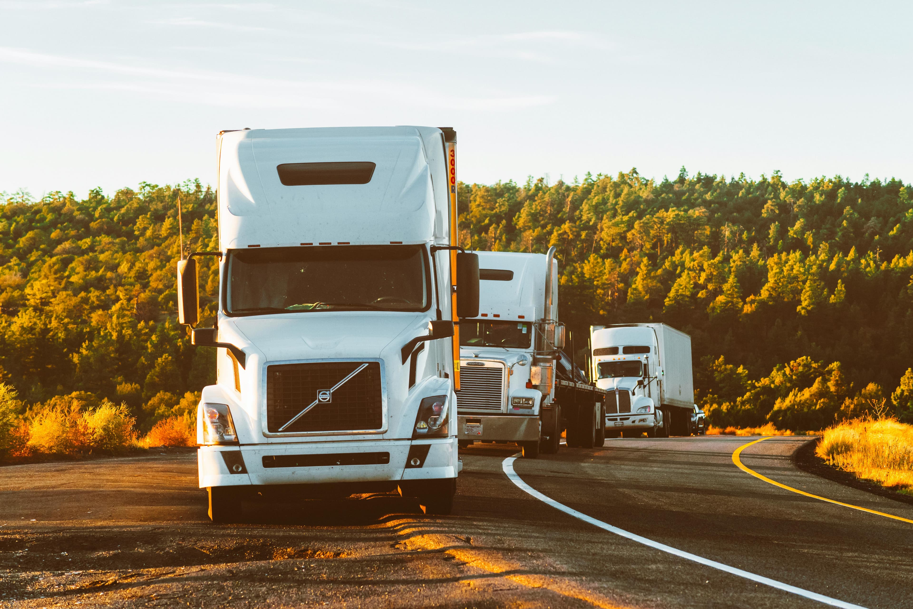 Logistics and transport trucks on highway